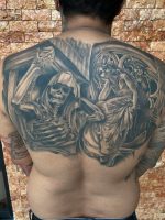 Full Back Project Black and Grey Tattoo by NyxTattoos Tacloban