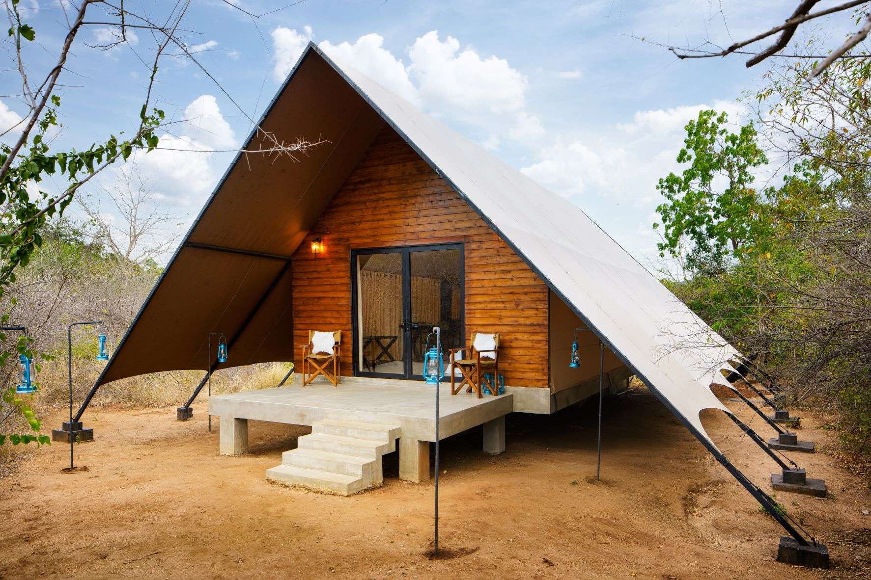Luxury tented accommodation surrounded by wilderness